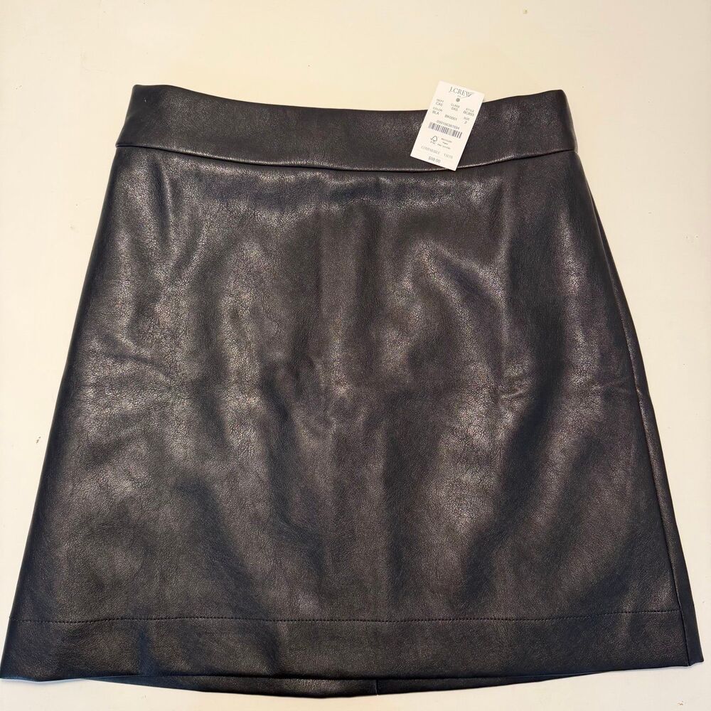 NWT J.CREW Black Faux Leather Mini Skirt, XS